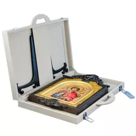 Икона янтарная в киоте "Георгий Победоносец"