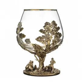 Набор бокалов для коньяка "Волки и Охота на медведя"