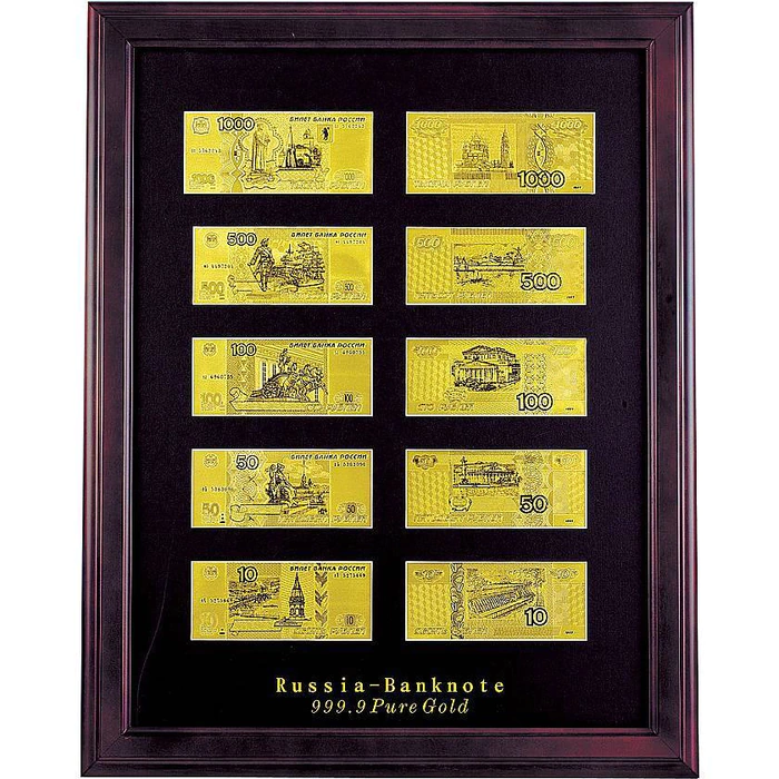 Gift set in a wooden frame "Rubles" Banconota Dorata
