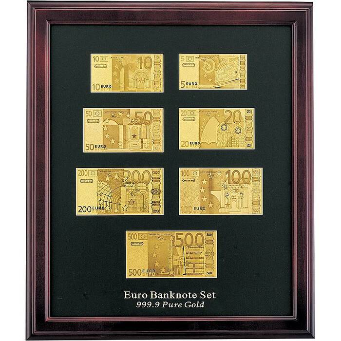 Gift set in a wooden frame "Euro" Banconota Dorata