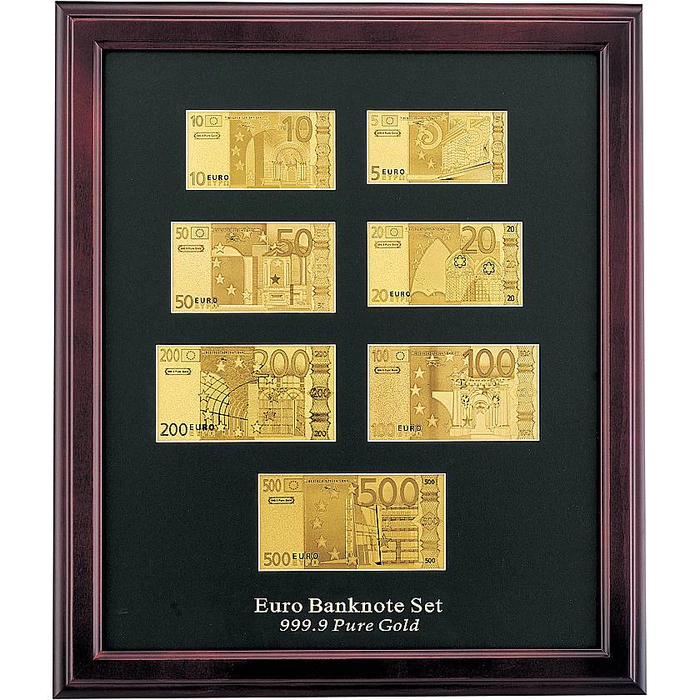 Gift set in a wooden frame "Euro" Banconota Dorata
