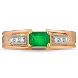 Кольцо из красного золота с изумрудом и бриллиантами Кольцо из красного золота с изумрудом и бриллиантами