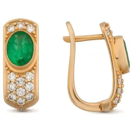 Серьги из красного золота с изумрудами и бриллиантами Серьги из красного золота с изумрудами и бриллиантами