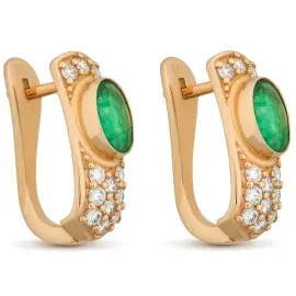 Серьги из красного золота с изумрудами и бриллиантами Серьги из красного золота с изумрудами и бриллиантами