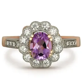 Кольцо из красного золота с аметистом и бриллиантами Кольцо из красного золота с аметистом и бриллиантами