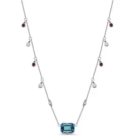 Колье из белого золота с топазом, рубинами и бриллиантами Колье из белого золота с топазом, рубинами и бриллиантами