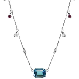 Колье из белого золота с топазом, рубинами и бриллиантами Колье из белого золота с топазом, рубинами и бриллиантами