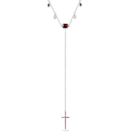 Колье из белого золота с гранатом, рубинами и бриллиантами Колье из белого золота с гранатом, рубинами и бриллиантами