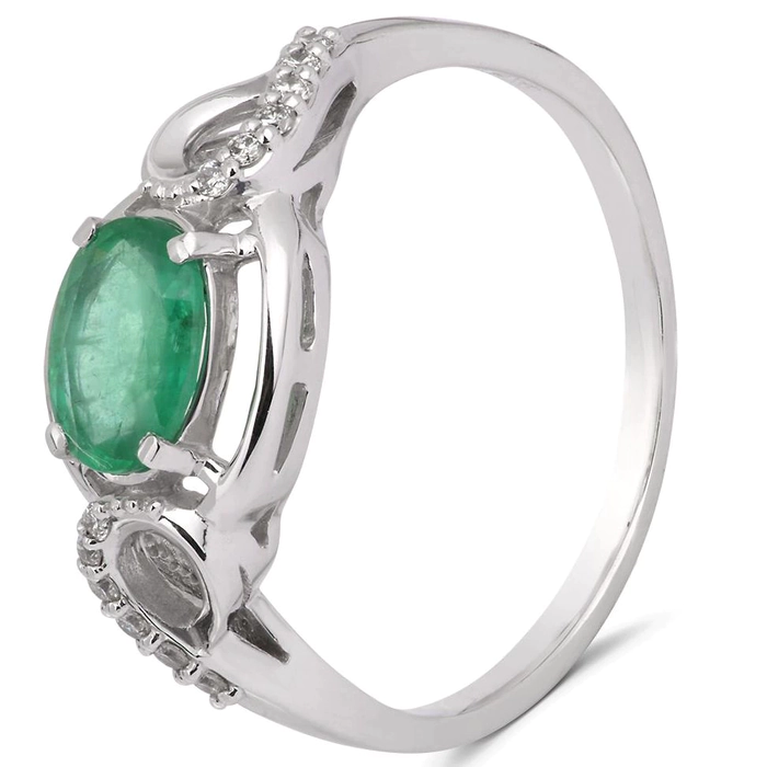 White gold ring with emerald and diamonds