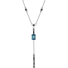 Колье из белого золота с топазом и бриллиантами Колье из белого золота с топазом и бриллиантами