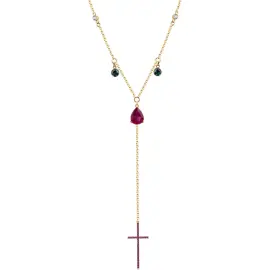 Колье из желтого золота с топазами, рубинами и бриллиантами Колье из желтого золота с топазами, рубинами и бриллиантами