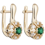 Yellow gold earrings with emeralds and diamonds