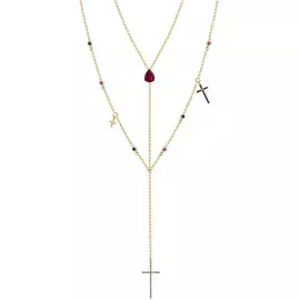 Колье из желтого золота с топазами, рубинами и бриллиантами