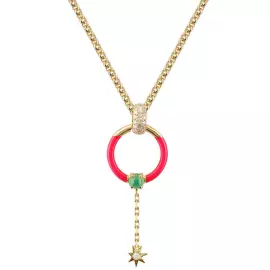 Yellow gold necklace with chrysoprase and diamonds