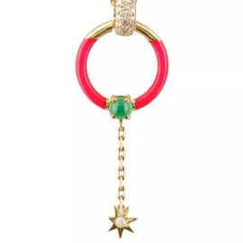 Yellow gold necklace with chrysoprase and diamonds