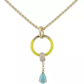 Yellow gold necklace with turquoise and diamonds