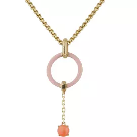 Yellow gold necklace with three removable coral and diamond pendants