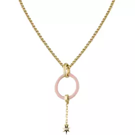 Yellow gold necklace with three removable coral and diamond pendants