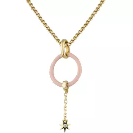 Yellow gold necklace with three removable coral and diamond pendants