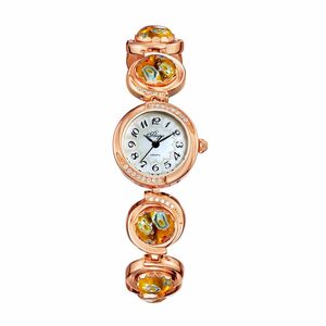 Lincor Flora Gold Quartz Wristwatch with cubic zirconia