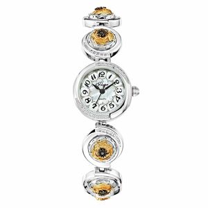 Lincor Flora Mac-1 Quartz Wrist Watch in silver with cubic zirconia