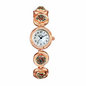 Lincor Flora Mac-2 Quartz Wristwatch in gold with cubic zirconia