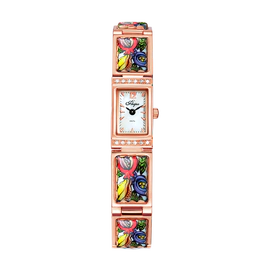 Наручные кварцевые часы Lincor Flora Забава золотистые с эмалью