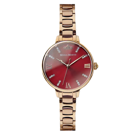 Наручные кварцевые часы Mikhail Moskvin Elegance красные с золотистым ремешком