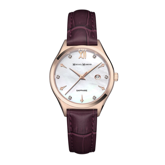 Наручные кварцевые часы Mikhail Moskvin Elegance с бордовым ремешком