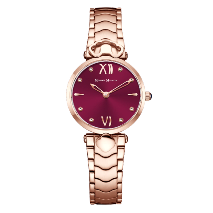Наручные кварцевые часы Mikhail Moskvin Elegance красные с золотистым ремешком