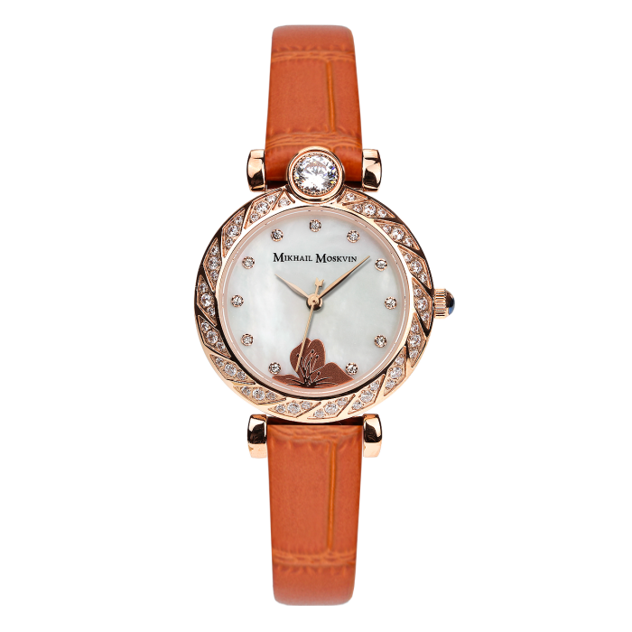 Mikhail Moskvin Elegance Quartz Wrist Watch with Orange Strap