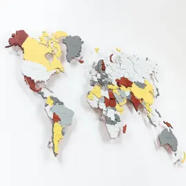 Карта мира, многоуровневая 3D "Yellowstone", на заказ Карта мира, многоуровневая 3D "Yellowstone", на заказ