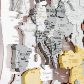 Карта мира, многоуровневая 3D "Yellowstone", на заказ Карта мира, многоуровневая 3D "Yellowstone", на заказ