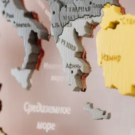 Карта мира, многоуровневая 3D "Yellowstone", на заказ Карта мира, многоуровневая 3D "Yellowstone", на заказ