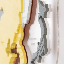 Карта мира, многоуровневая 3D "Yellowstone", на заказ Карта мира, многоуровневая 3D "Yellowstone", на заказ