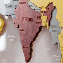 Карта мира, многоуровневая 3D "Yellowstone", на заказ Карта мира, многоуровневая 3D "Yellowstone", на заказ