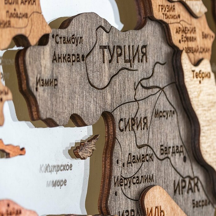 Карта мира, многоуровневая 3D "Terra Nova", на заказ