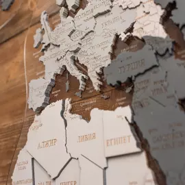 Карта мира, многоуровневая 3D "Silver Moon", на заказ