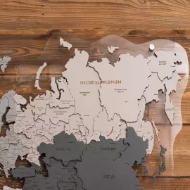 Карта мира, многоуровневая 3D "Silver Moon", на заказ