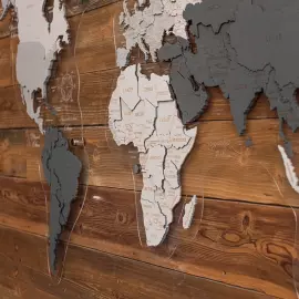 Карта мира, многоуровневая 3D "Silver Moon", на заказ