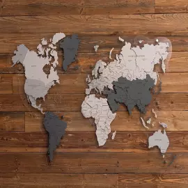 Карта мира, многоуровневая 3D "Silver Moon", на заказ