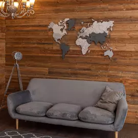 Карта мира, многоуровневая 3D "Silver Moon", на заказ