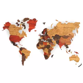 Карта мира из ценных пород дерева 3D "Экзотика", на заказ