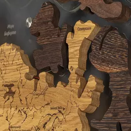 Карта мира из ценных пород дерева 3D "Экзотика", на заказ