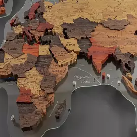 Карта мира из ценных пород дерева 3D "Экзотика", на заказ