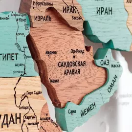 Карта мира из ценных пород дерева 3D "Лагуна", на заказ