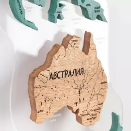 Карта мира из ценных пород дерева 3D "Лагуна", на заказ