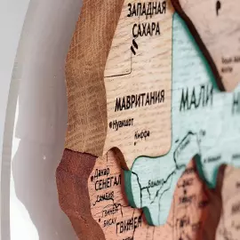 Карта мира из ценных пород дерева 3D "Лагуна", на заказ