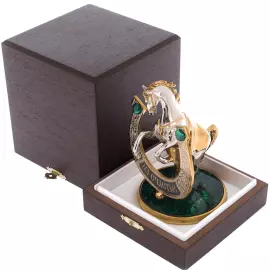 Statuette on malachite "Horse with a horseshoe. For luck" Zlatoust