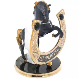 Statuette on jade "Horse with a horseshoe. For luck" Zlatoust